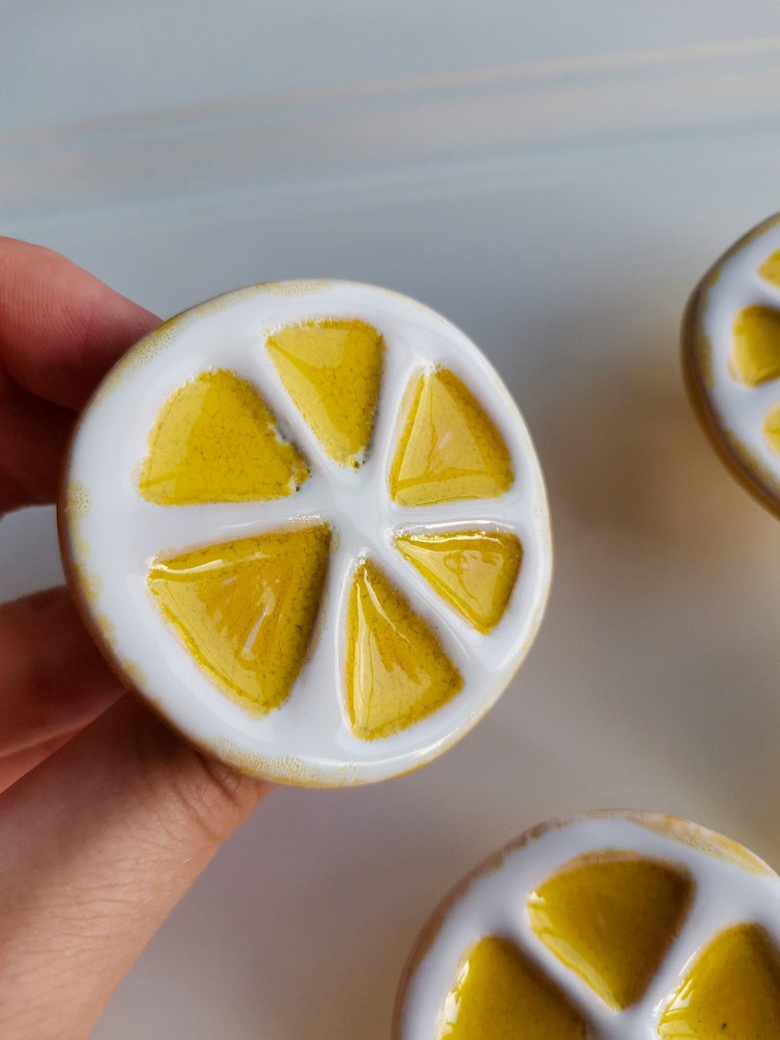 Yellow knobs fruit drawer knobs ceramic lemon knobs Etsy
