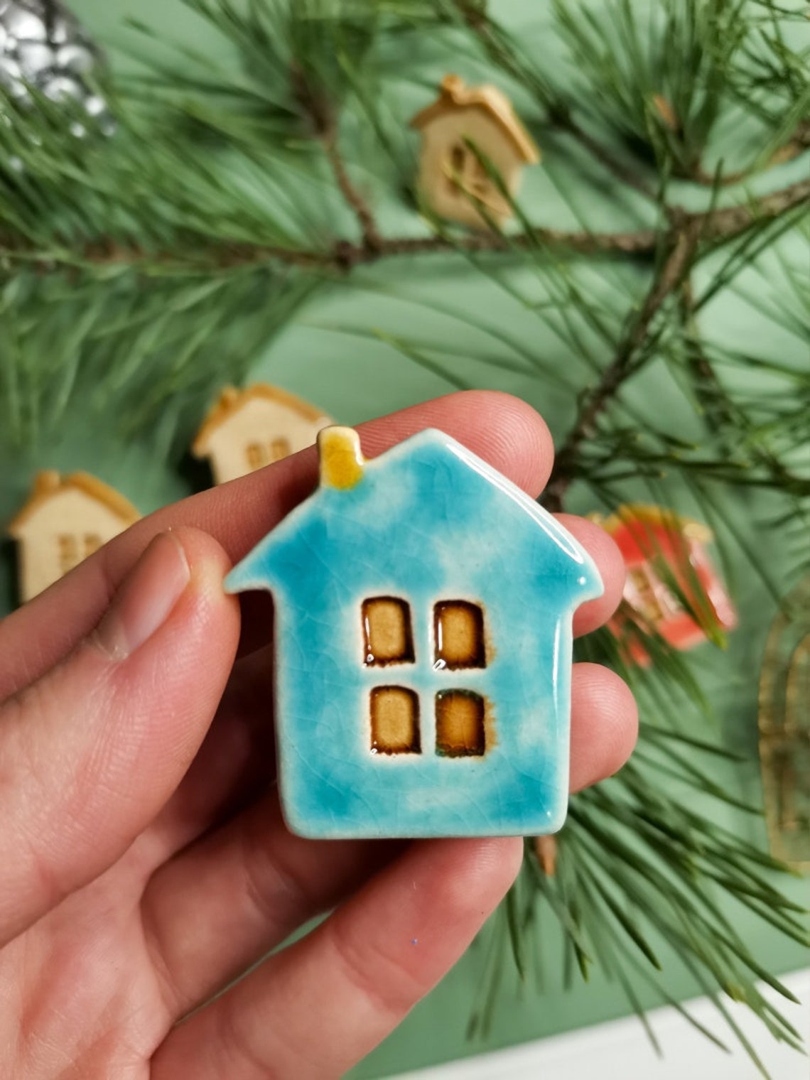 Blaue Möbel Griff / hausförmigen Knopf / Kinder Schublade | Etsy