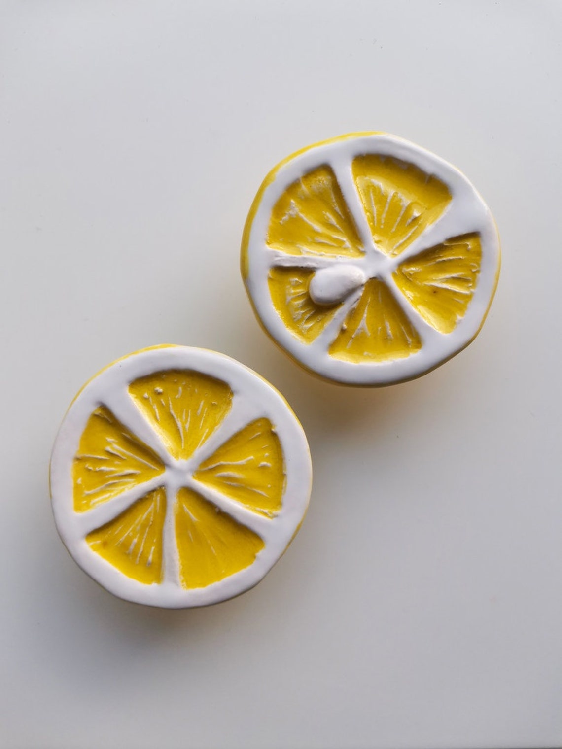 Yellow knobs fruit drawer knobs ceramic lemon knobs Etsy