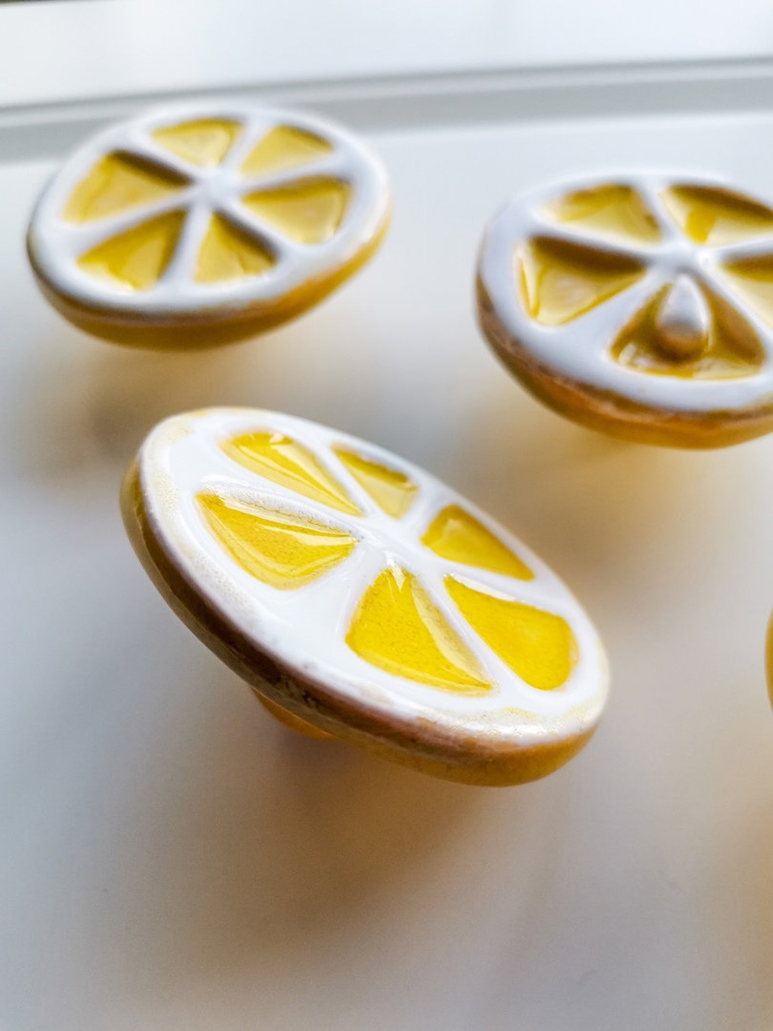 Yellow knobs fruit drawer knobs ceramic lemon knobs Etsy