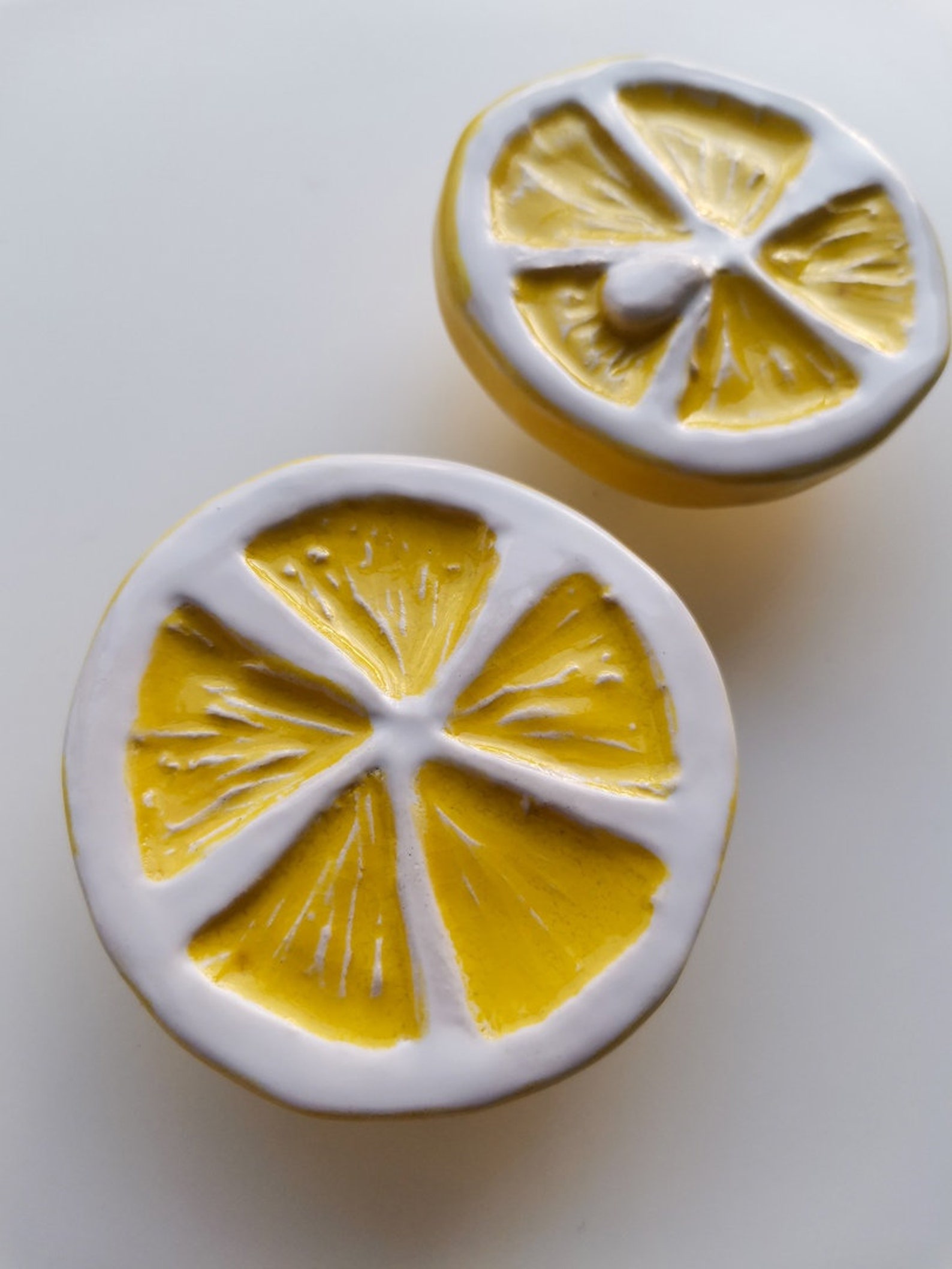 Yellow knobs fruit drawer knobs ceramic lemon knobs Etsy