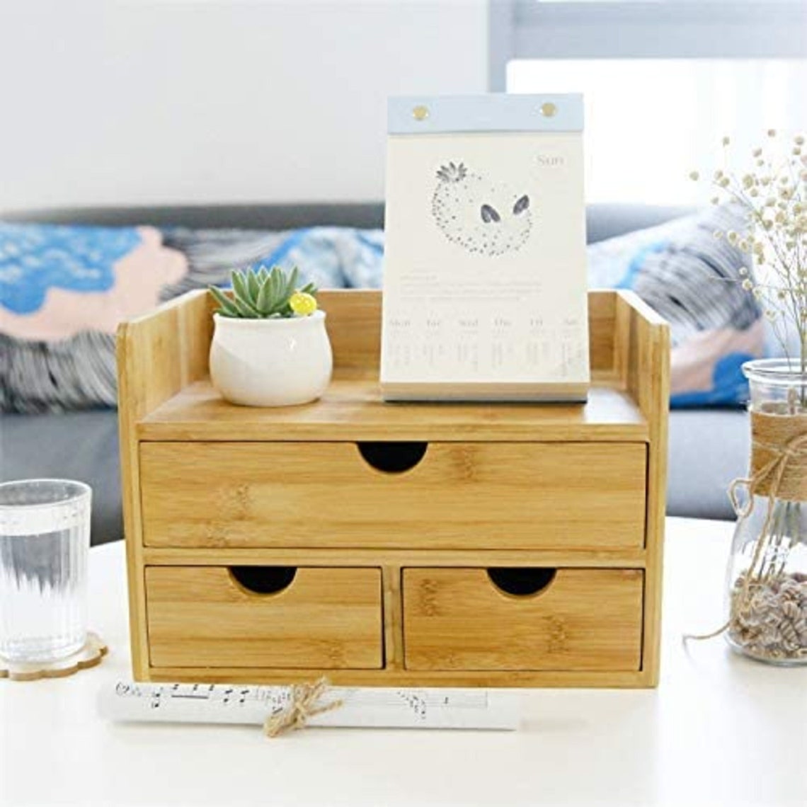 100 Natural Bamboo Wood Shelf Organizer for Desk with Etsy