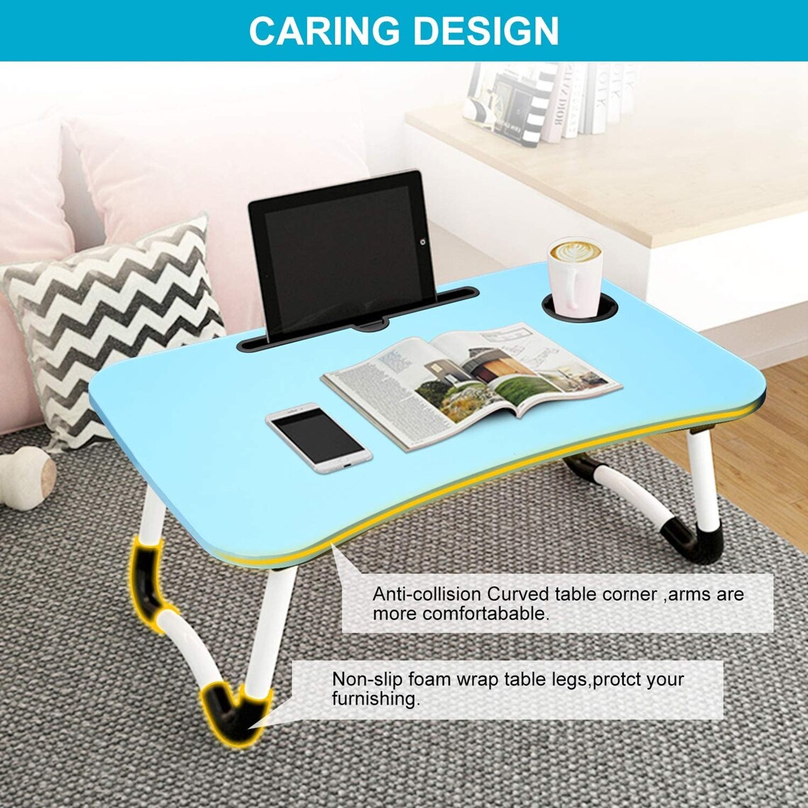 Foldable Lap Desk Multifunction Lap Table with Slot and Cup Etsy