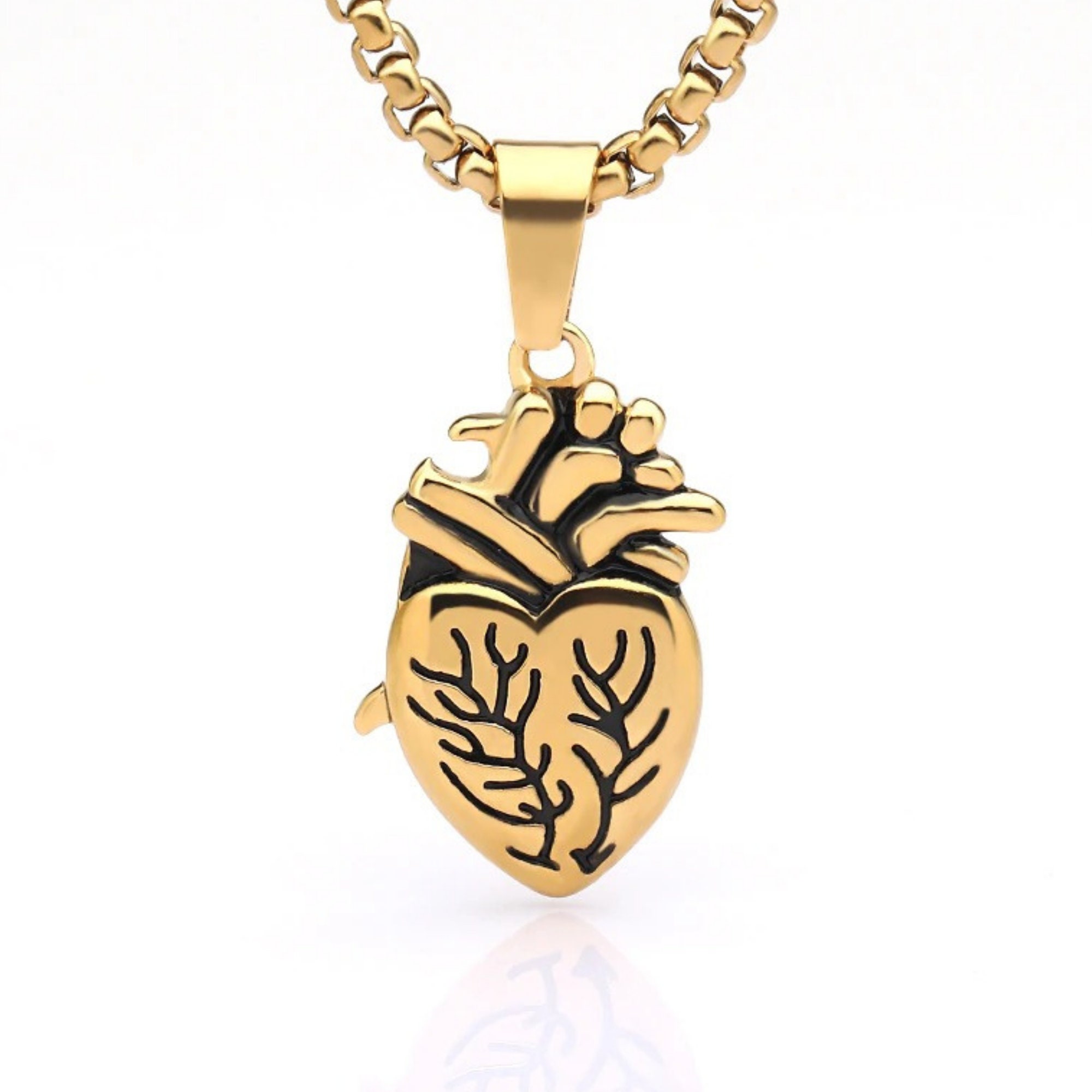 Couple Anatomical Heart Necklace for Women Valentine Gift Gold Etsy India