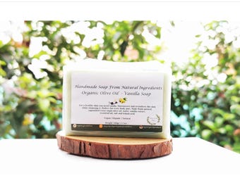 Handmade Vanilla Olive Oil Soap Bar, Vegan Greek Gift