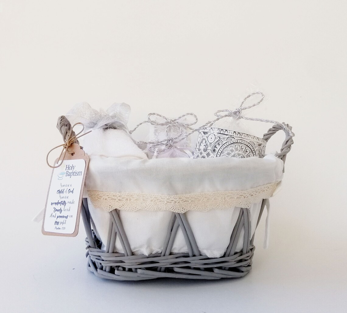 Christening Basket Baptism Basket Infant Baptism Baptism Etsy