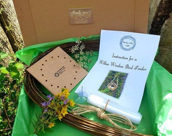 Willow Weaving Craft Kit: DIY Window Bird Feeder, Garden Gift