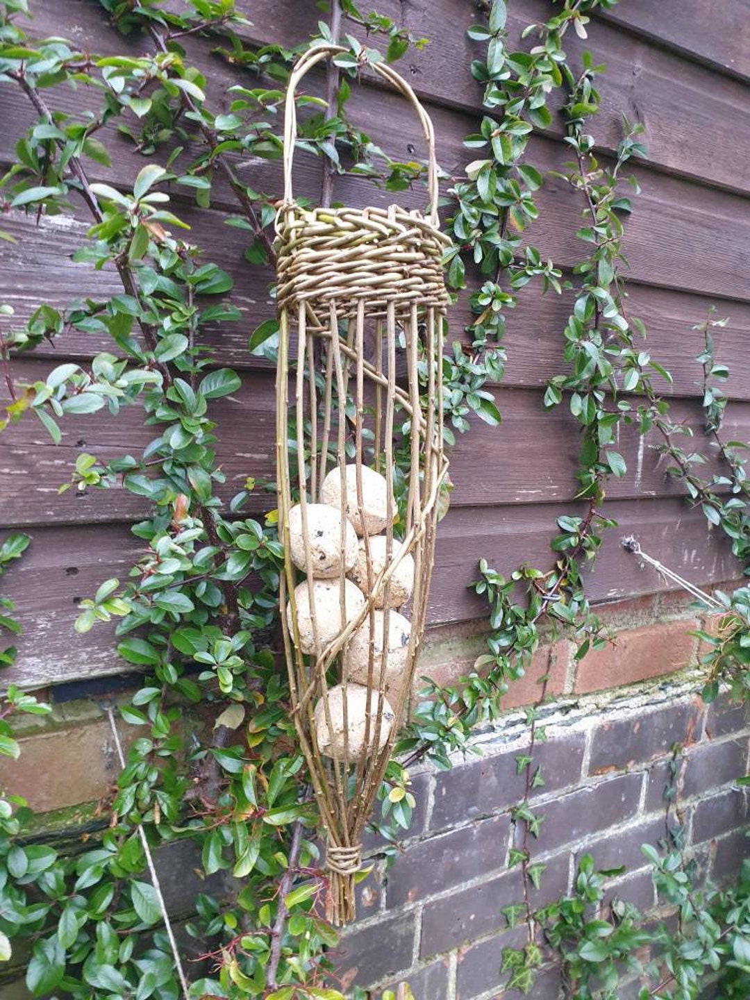 Willow Bird Feeder Fat Ball Holder, Garden Gift /9th Anniversary Gift