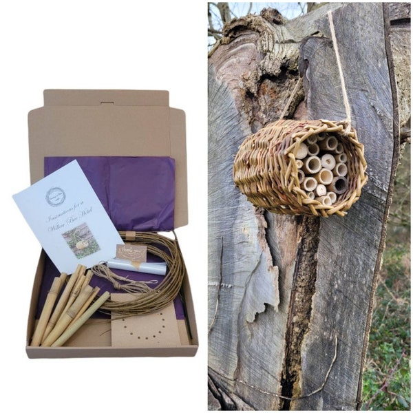 build your own bee hotel, willow weaving kit craft kit, gift for gardener, insect habitat adult craft kit, mothers day gift