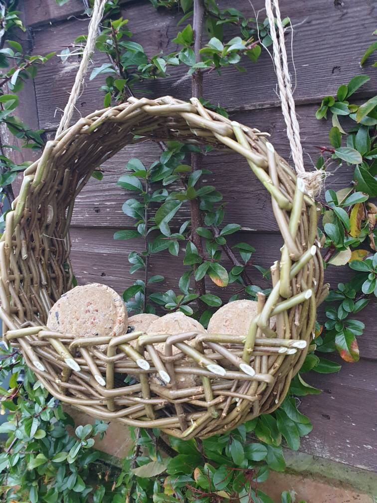 Window Bird Feeder Willow Fat Ball Holder/ Handmade Rustic Etsy UK