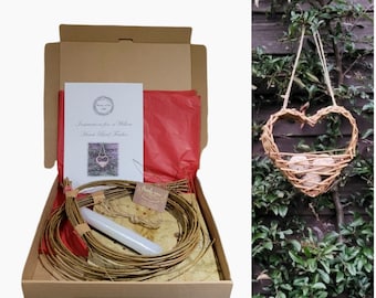 Willow heart bird feeder craft kit, Do it yourself weaving kit