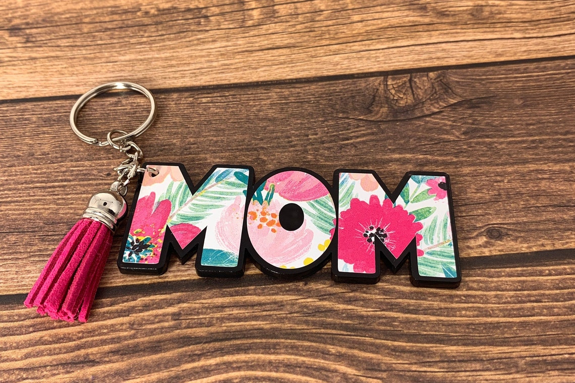 Personalized Acrylic Keychain for Mom Cute Mom Keyring Mom Etsy