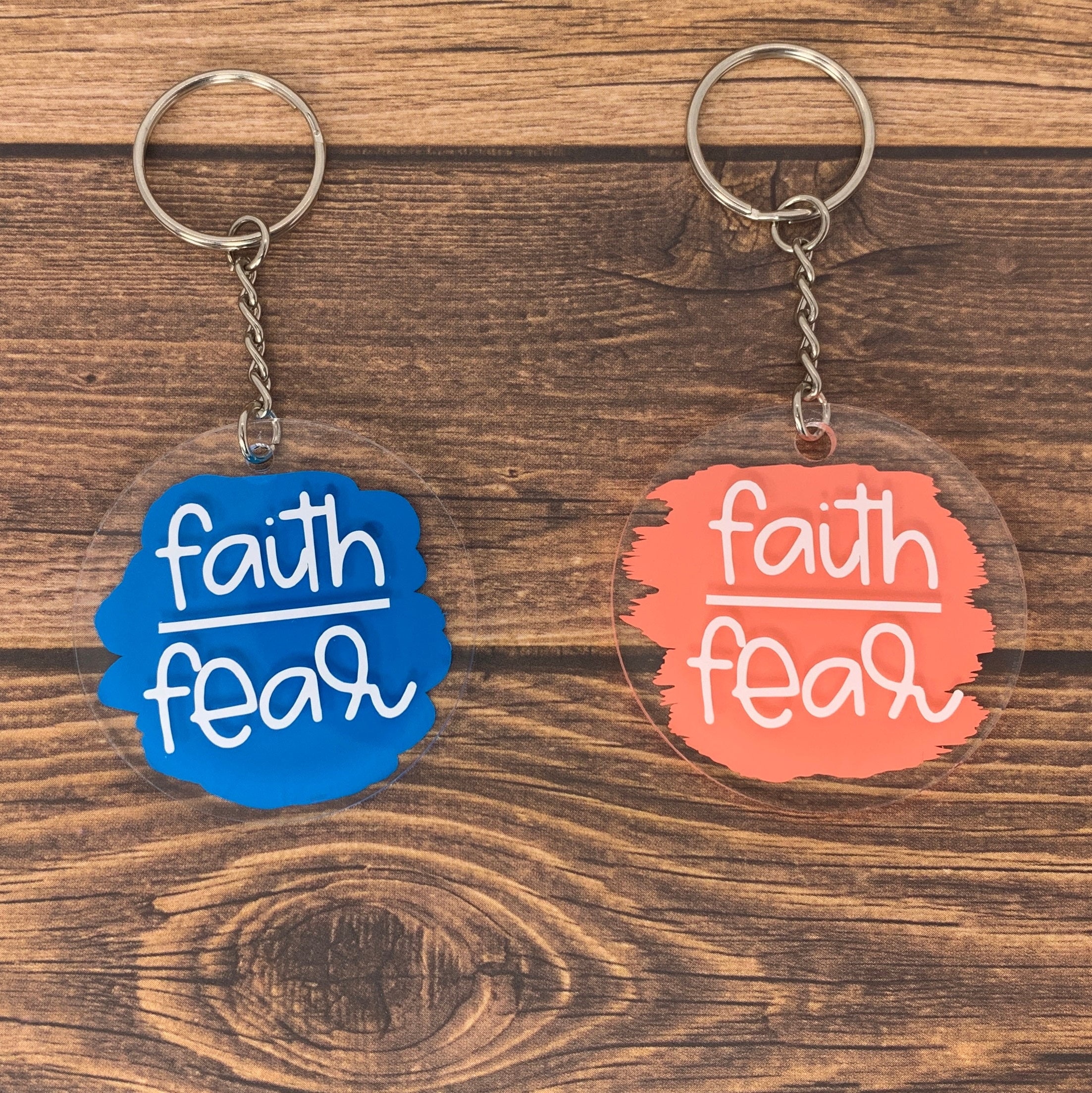 Faith Over Fear Keychain Christian Acrylic Keychains for Etsy UK