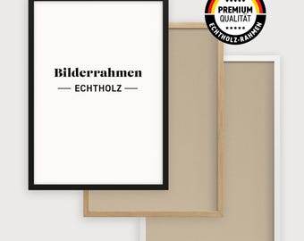 Bilderrahmen Holz Echtholz, Schwarz Weiß Natur, DIN A4 | A3 | A2 | 50x70 - Dünner Rahmen Holzrahmen Fotorahmen Posterrahmen Collage Groß