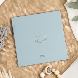 BABY ALBUM | Baptism book | Guest book to fill out | PERSONALIZED | 52-204 pages | Birth album | Baby diary deluxe refined | blue