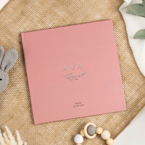 BABY ALBUM | Baptism book | Guest book to fill out | PERSONALIZED | 52-204 pages | Birth album | Baby diary deluxe refined | rose pink