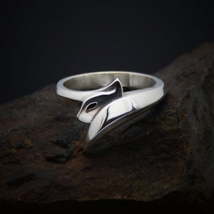 The Familiar - Fuchs Ring aus massivem Sterling Silber oder Gold, Witchy Geist Tier Katze Ring Geschenk für sie, Fantasy Magie Ring für ihn, Fuchs Schmuck