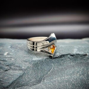 thumbnail image 2 of Square Cut Natural Shiny Golden Citrine Gemstone Silver Plated Ring – Luckyshine, Sizes 7-9 2 of 3