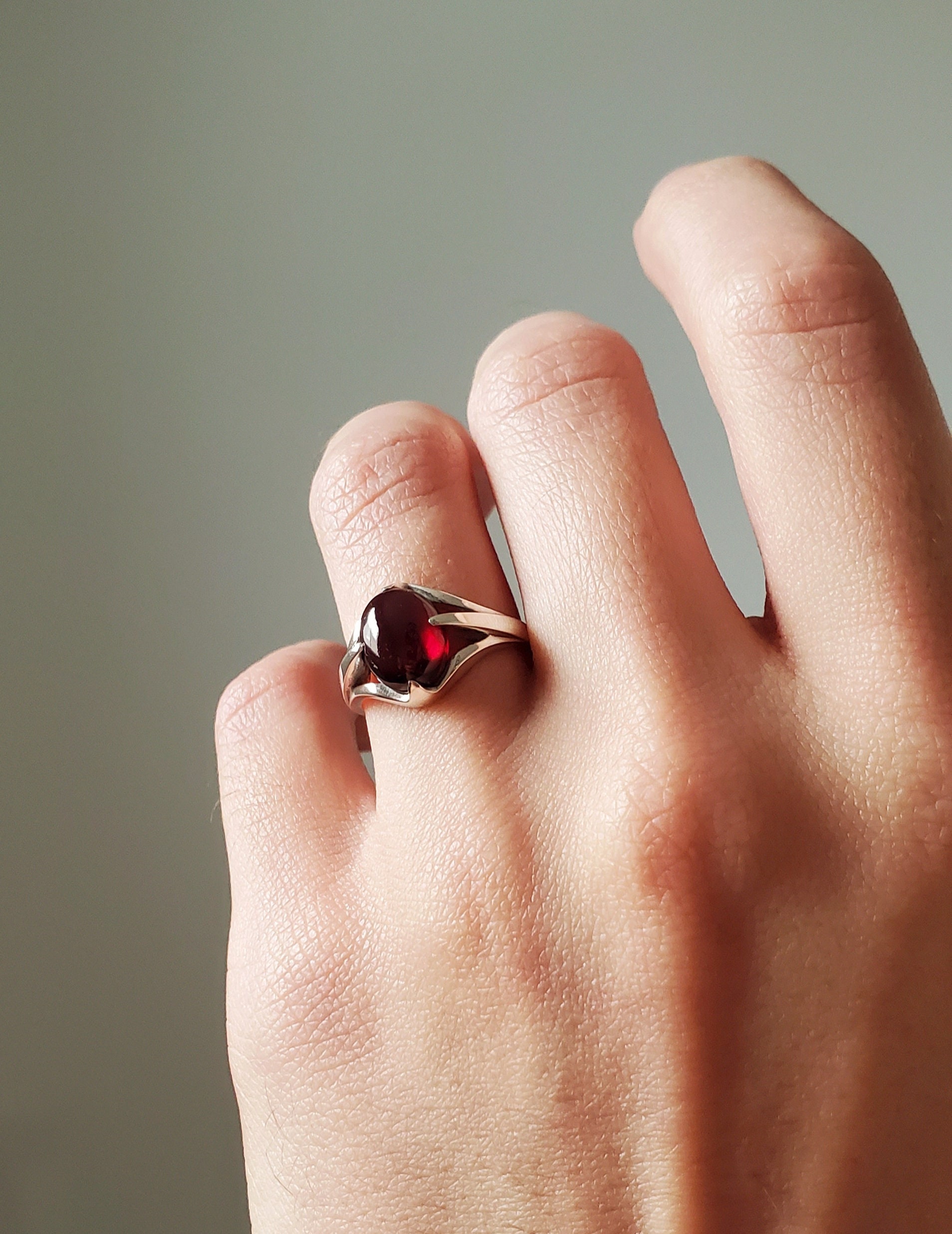Maria Gothic Fantasy Vampire Ring With Red Cabochon Etsy
