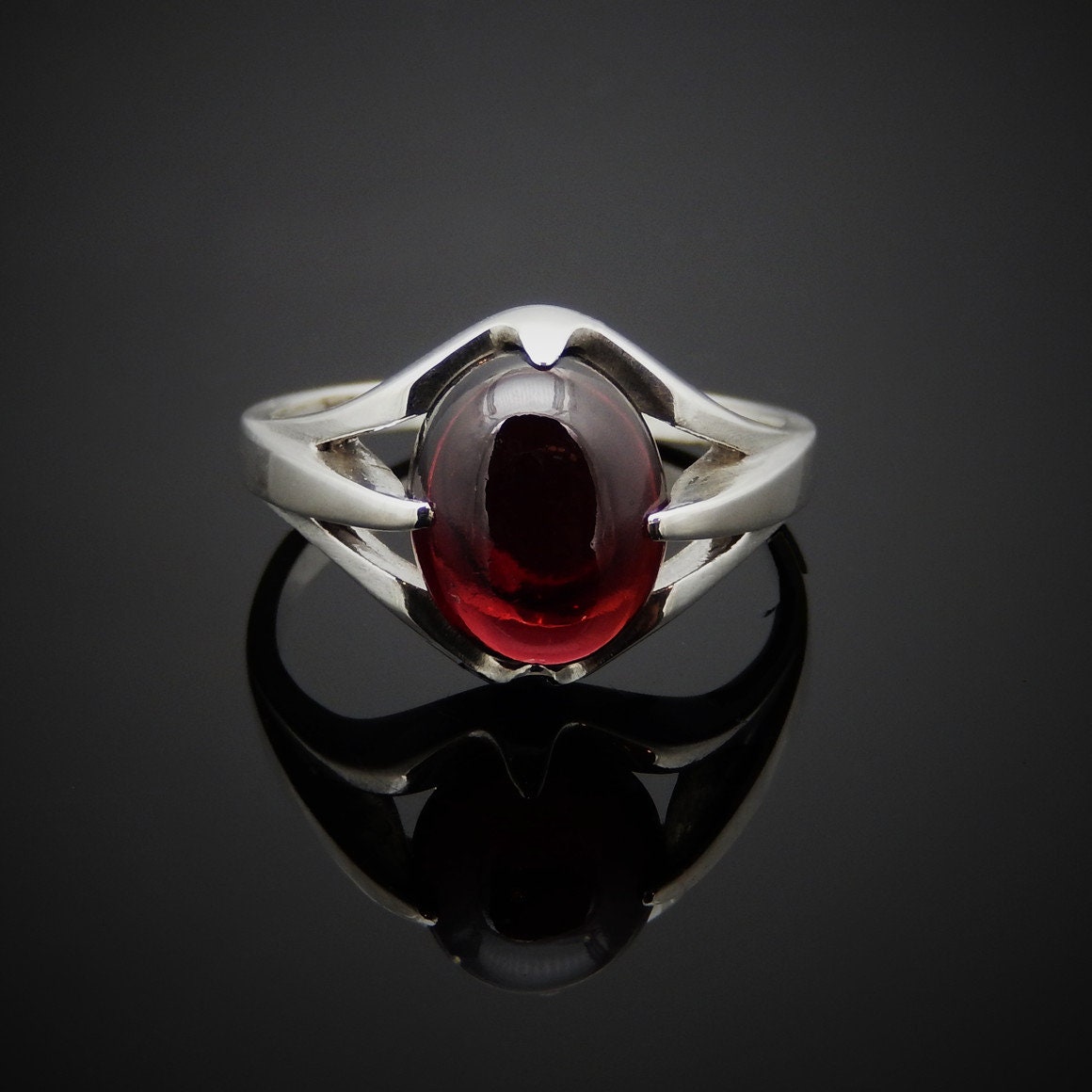 Maria Gothic Fantasy Vampire Ring With Red Cabochon Etsy