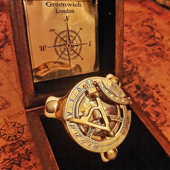 USA Seller!!! 3" Push Button Nautical Sundial Compass Traditional look 