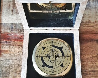 Personalized Travel  Brass Compass with Wooden Box Walt Whitman quote