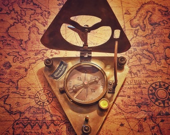 Steampunk Brass Sundial Compass Antique Look