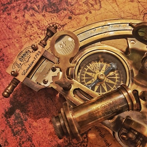 Cheap Brass Sextant Compass Wood Box Vintage Solid Antique Nautical Sailing Maritime Marine Navy Functional Gift Decoration Christmas Present