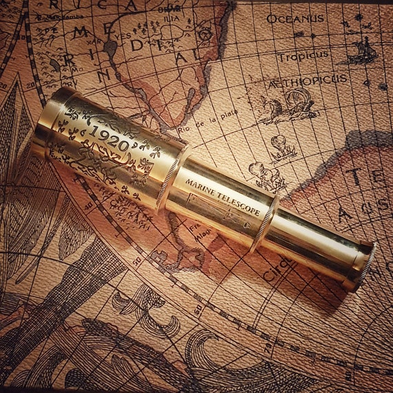 Vintage Brass Telescope With Red Leather Case - 10x Magnification Handheld Spyglass For Decor & Collectors (7-16 Inches)