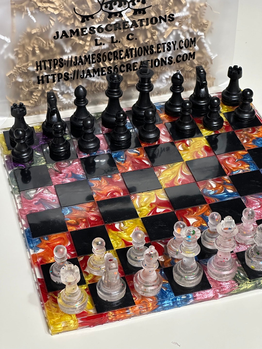 Custom Resin Rainbow Chess Set - Etsy