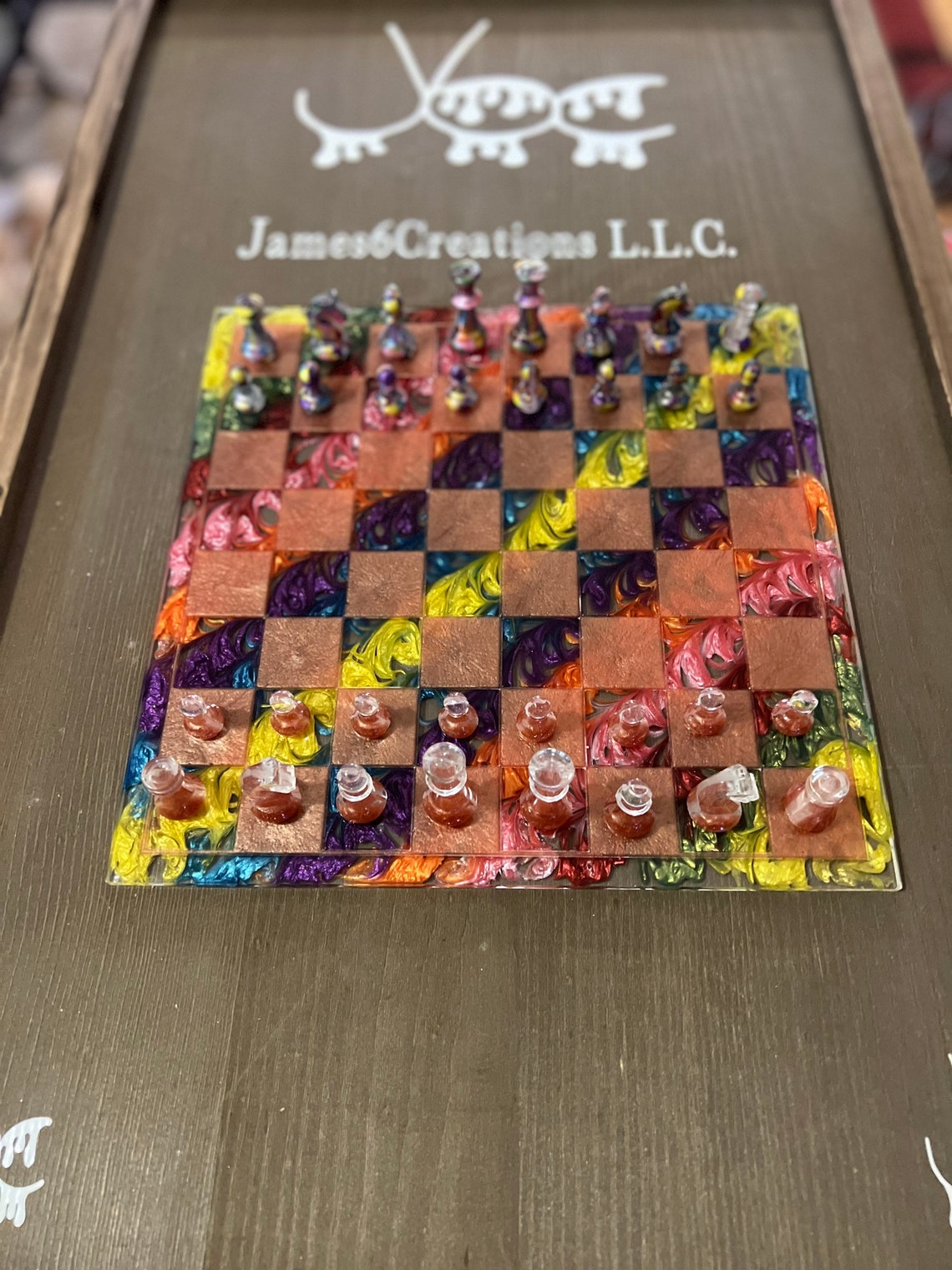 Custom Resin Rainbow Chess Set | Etsy
