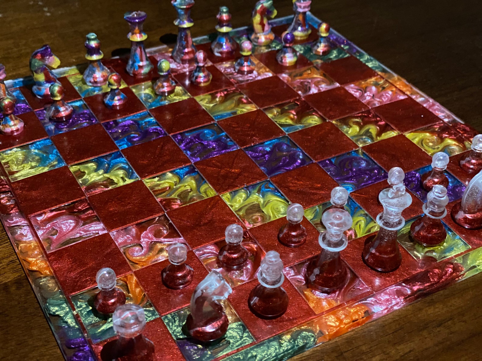 Custom Resin Rainbow Chess Set | Etsy