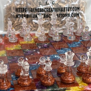 Custom Resin Chess / Checker Board 12x12 (Rainbow)