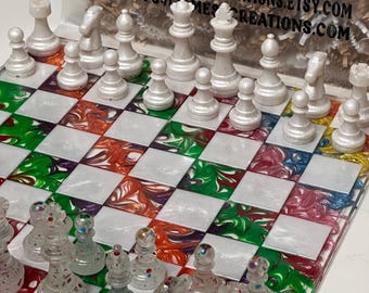Custom Resin Rainbow Chess Set