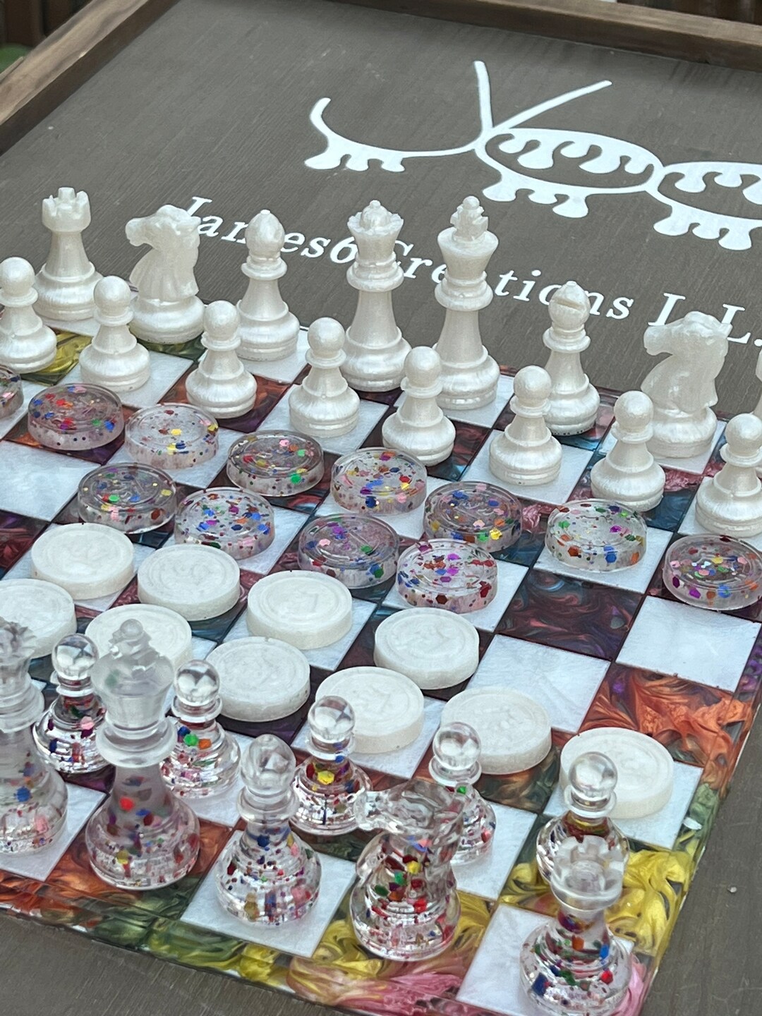 Custom Resin Chess / Checker Board 12x12 rainbow - Etsy Canada