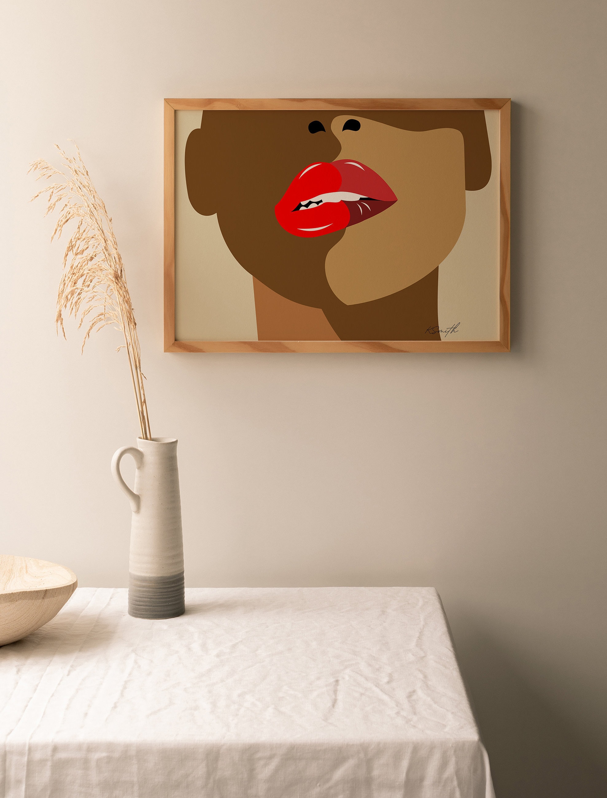Biting Lip Art Lip Wall Art Lip Wall Art Poster Feminine Etsy UK