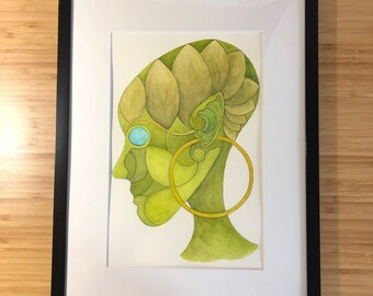 Green Goddess - Original Artwork, 12 x  16