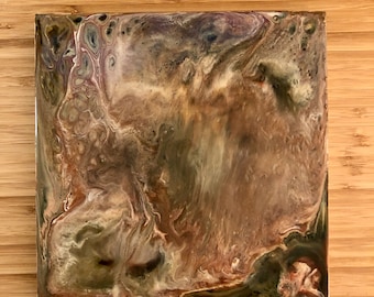 Chasm - Acrylic Pour on wood panel, 8 x 8