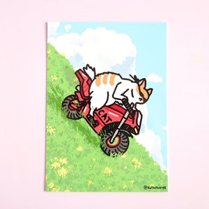 A5/A6 Motocross Cat Prints Glossy Postcards Funny Cute Memes Notecards