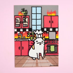 A5/A6 Cat Chef Prints Glossy Postcards Funny Cute Memes Notecards