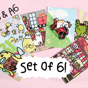 A5/A6 Prints Glossy Postcards Set of 3 or 6, Funny Cute Memes Notecards