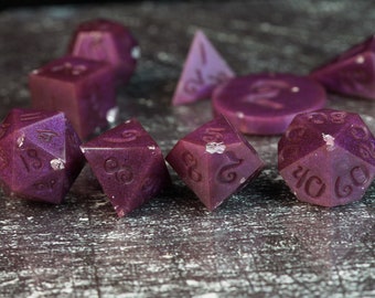 RAW Unpolished and Uninked - 9 piece Handmade Sharp Edge Polyhedral Dice Set - Dungeons & Dragons | DND DICE