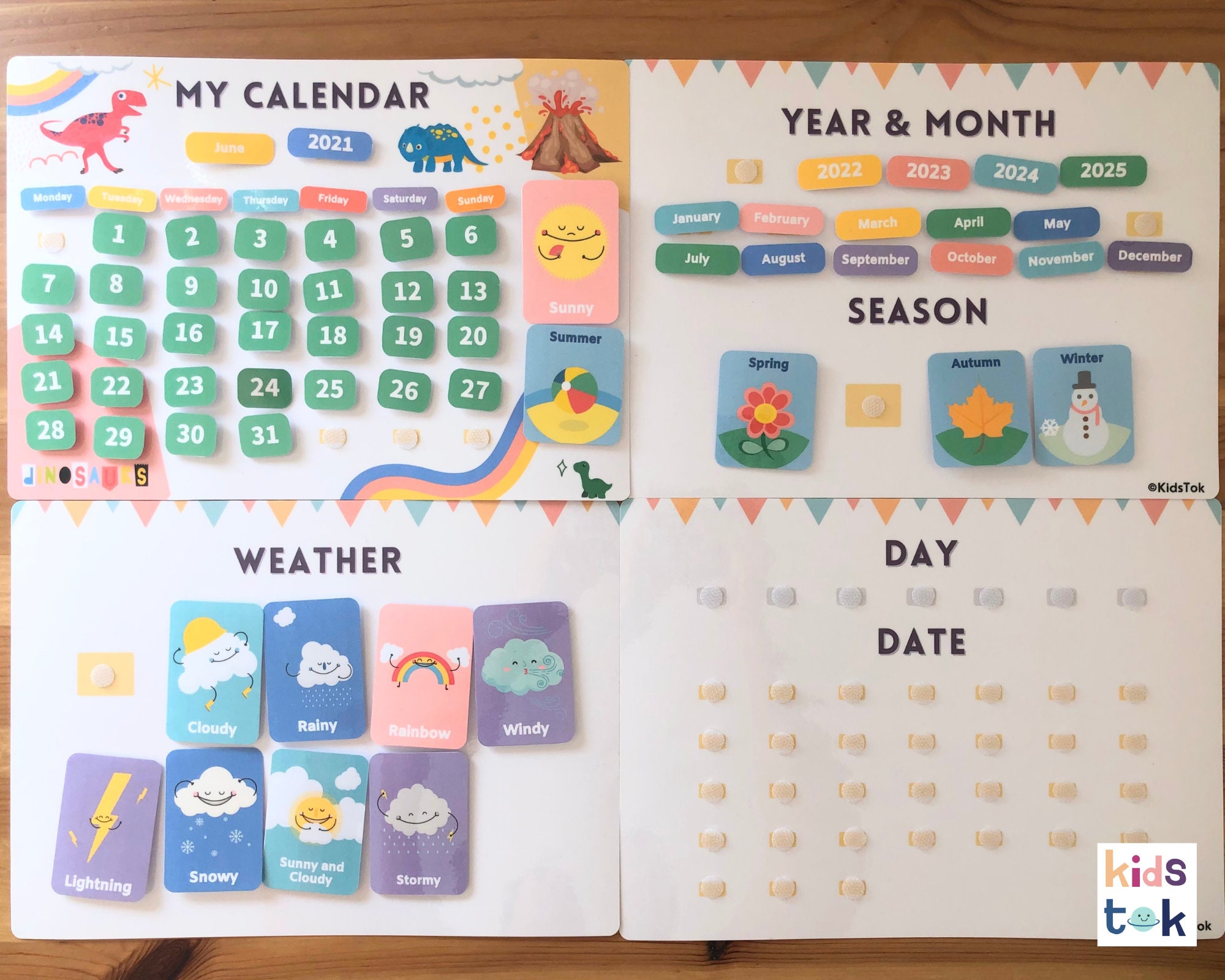 MY Dinosaur Perpetual Calendar, Kids Calendar, Kids Busy Book Printable ...