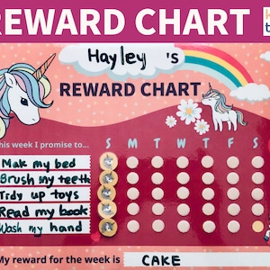 Unicorn Reward Chart Printable Custom Chore Chart Printable - Etsy UK