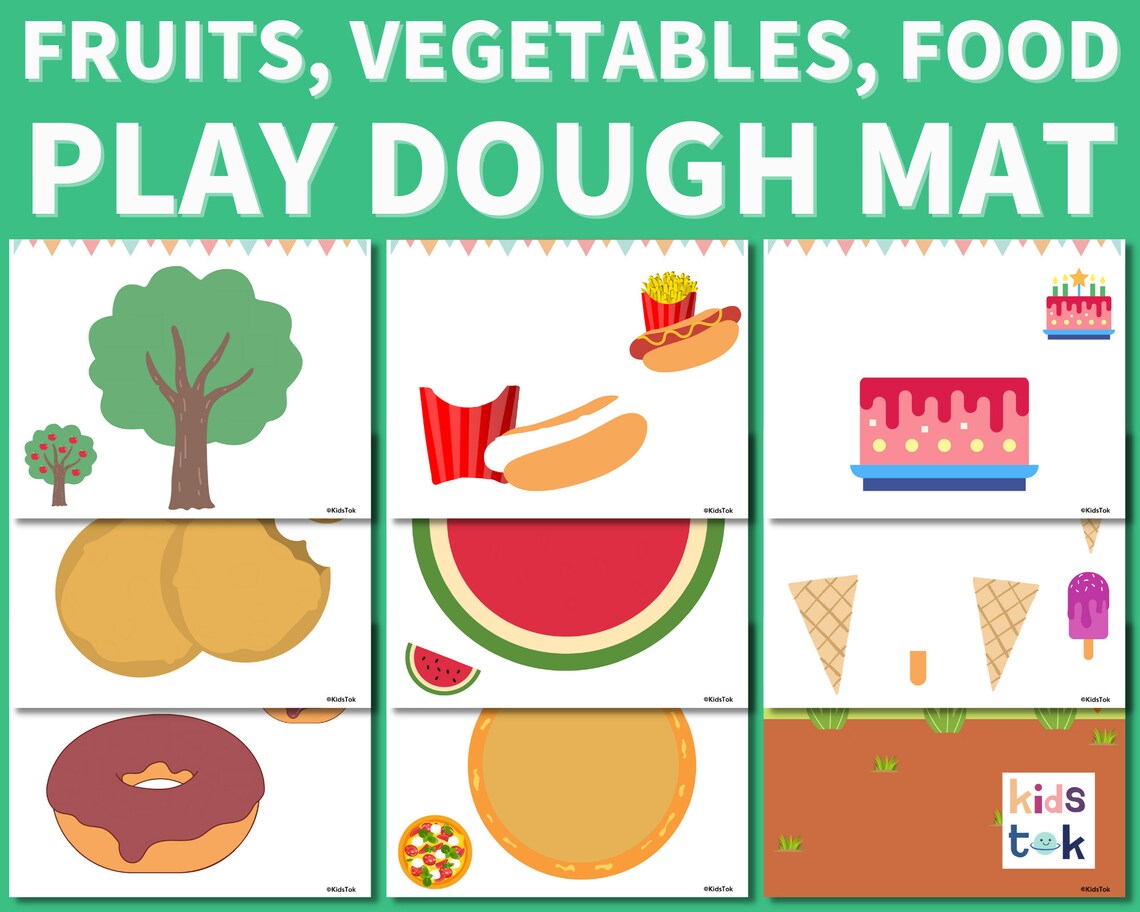 Food Play Dough Mat, Fruit Vegetable Food Play Dough Mat, Toddler