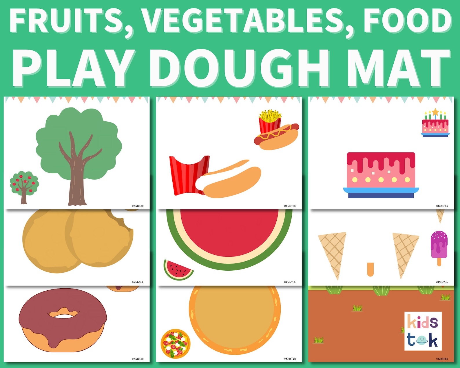 Food Play Dough Mat Fruit Vegetable Food Play Dough Mat Etsy UK