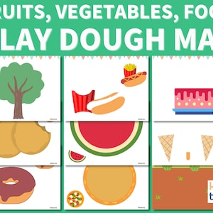 Food Play Dough Mat, Fruit Vegetable Food Play Dough Mat, Toddler Activity at Home, Play Doh Mat, Busy Book Printable