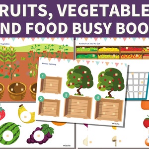 Fruit and Vegetable busy Book Printable, Food Busy Book, personalised busy book, Homeschool Learning, Preschool Binder, Toddler Busy Binder
