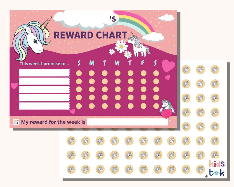 Unicorn Reward Chart Printable Custom Chore Chart Printable - Etsy UK