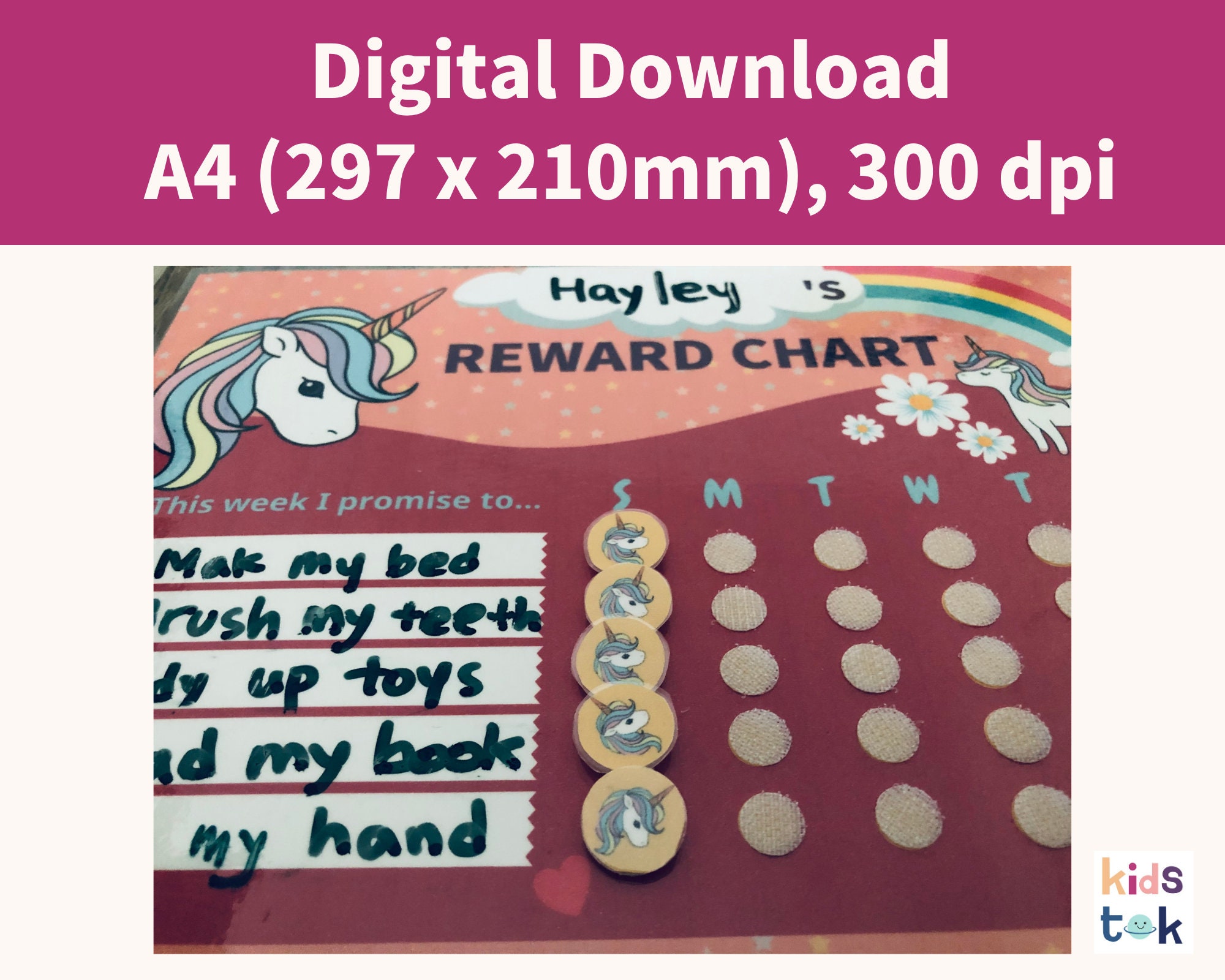 Unicorn Reward Chart Printable Custom Chore Chart Printable - Etsy